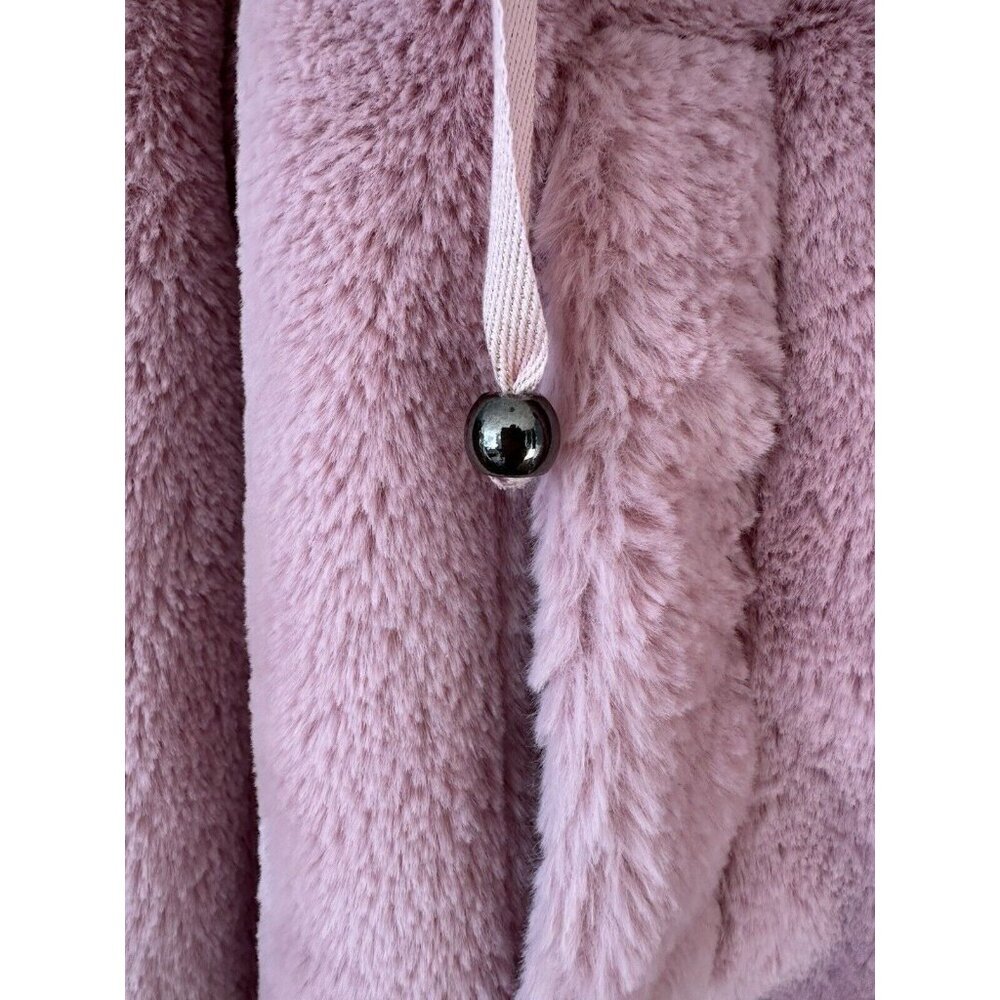 Mailener Paris Womens Jacket Faux Mink Fur Fuzzy Soft Coat Full Zip Pink Small - Picture 4 of 9